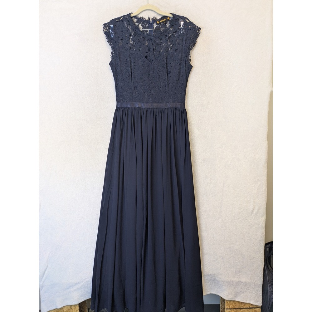 Miusol Navy Lace Bodice Sleeveless Maxi Dress